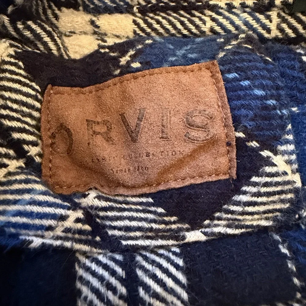 ORVIS Men's Heavy Weight Flannel Blue White Plaid Pockets Outdoors Workwear XXL